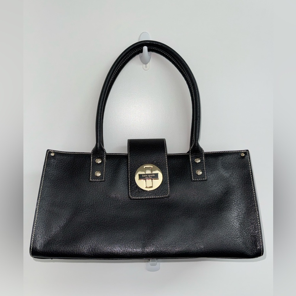 Kate Spade “Baylor” Merrywood Shoulder Bag in Black Pebbled Leather